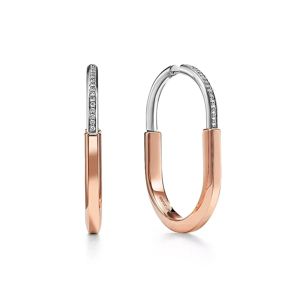 18K Tiffany Lock Diamond Earrings