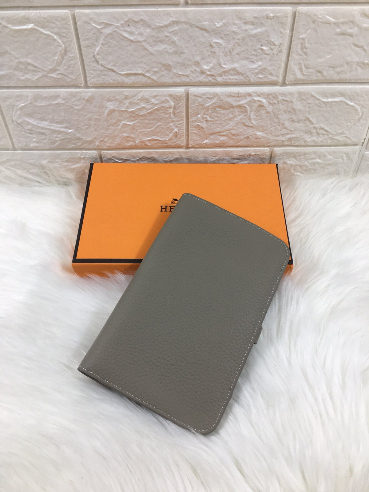 HERMES DOGON WALLET 20 GRAY GRAINED CALFSKIN