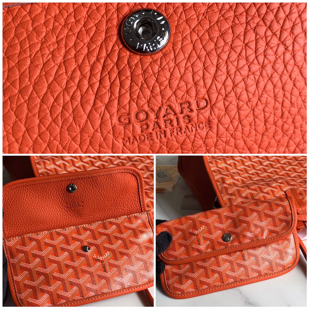 HARDY PM BAG 40 IN ORANGE GOYARDINE CANVAS AND TAURILLON LEATHER TRIM