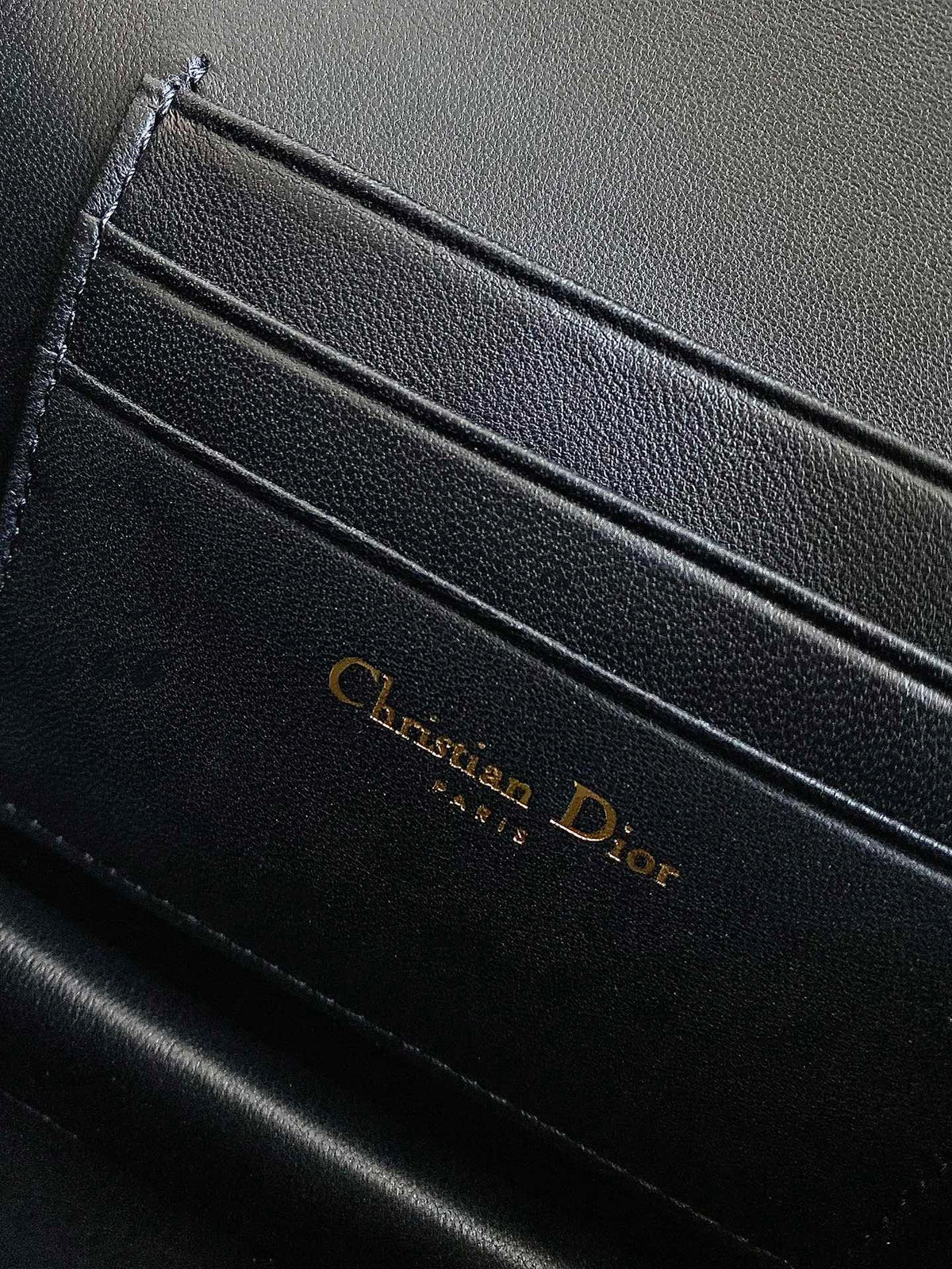 DIOR MINI CHAIN BAG 17 IN BLACK CALFSKIN