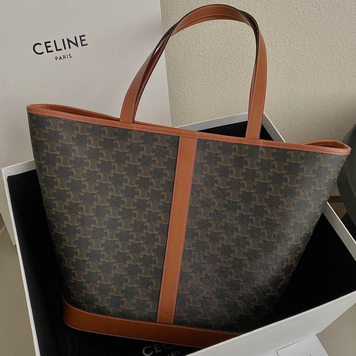CELINE TRIOMPHE 26 TAN  CALFSKIN