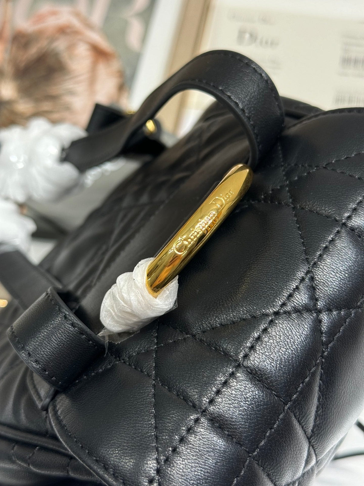 DIOR MEDIUM CARO BACKPACK 27 IN BLACK MACROCANNAGE LAMBSKIN