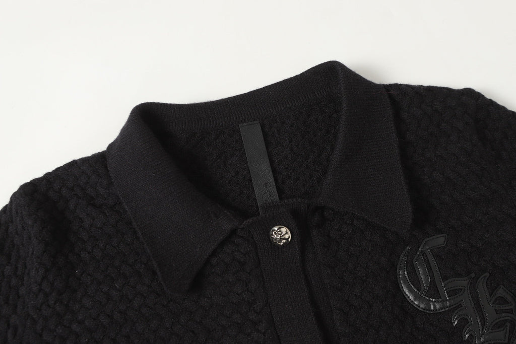 Chrome Hearts Gothic Cross Knit Cardigan - Black Grey Streetwear Jacket 904