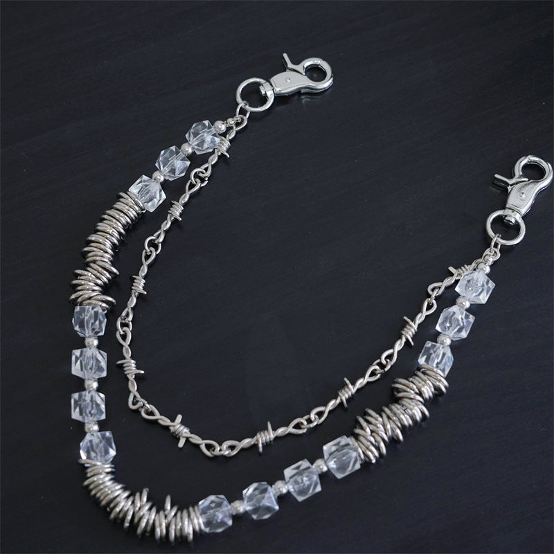Chrome Hearts Retro fashion thorn shaped pearl bag chain