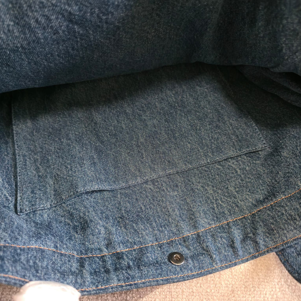 CELINE 25S DENIM CABAS BAG 50MM IN BLUE CANVAS