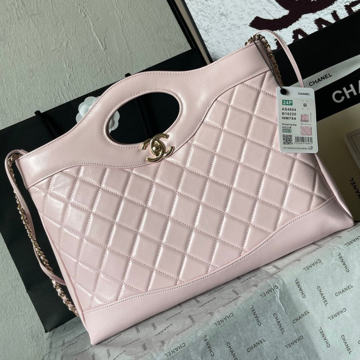 CHANEL MEDIUM 36 SHOPPING BAG IN LIGHT PINK CALFSKIN