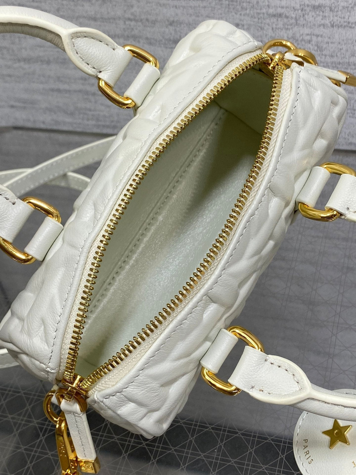 DIOR GROOVE 17 BAG IN WHITE MACROCANNAGE CALFSKIN WITH GOLD HARDWARE