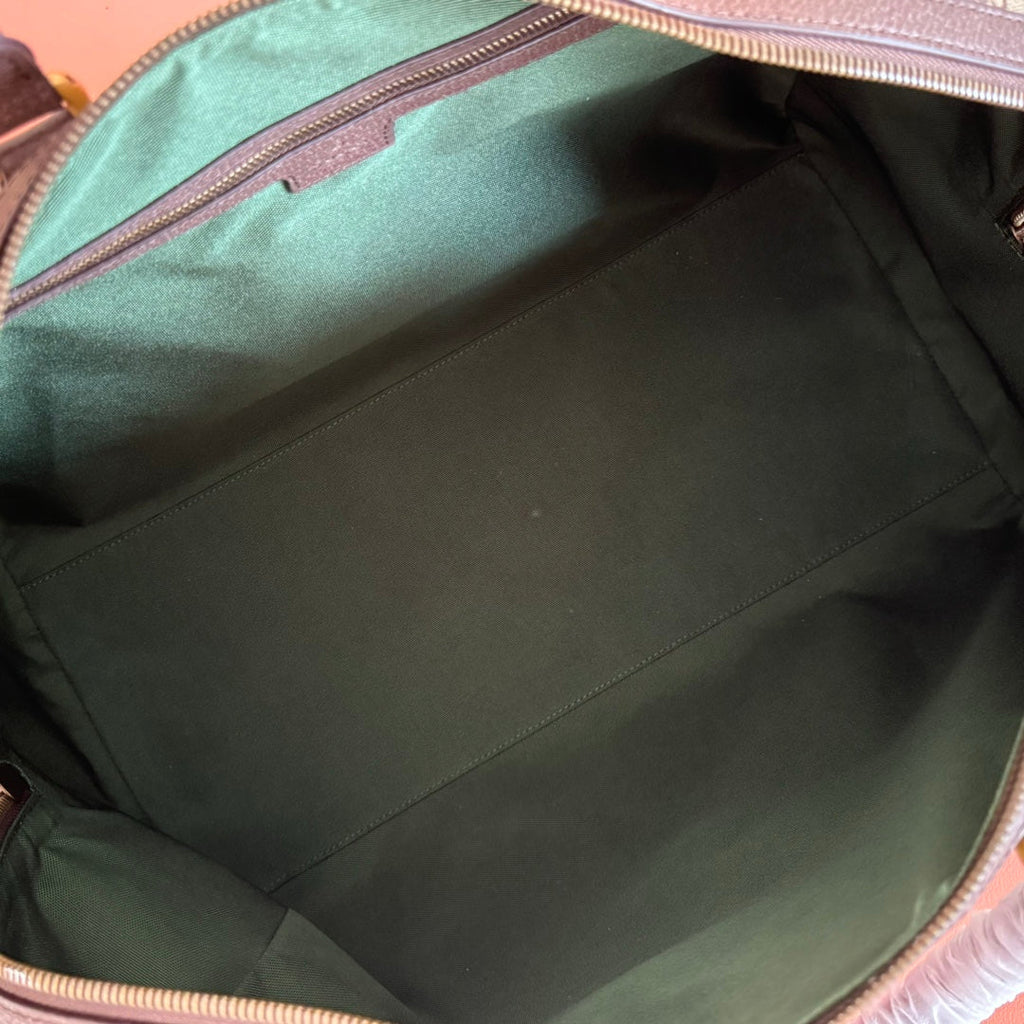 GUCCI 26S DUFFLE BAG 52 IN BEIGE AND DARK BROWN CANVAS