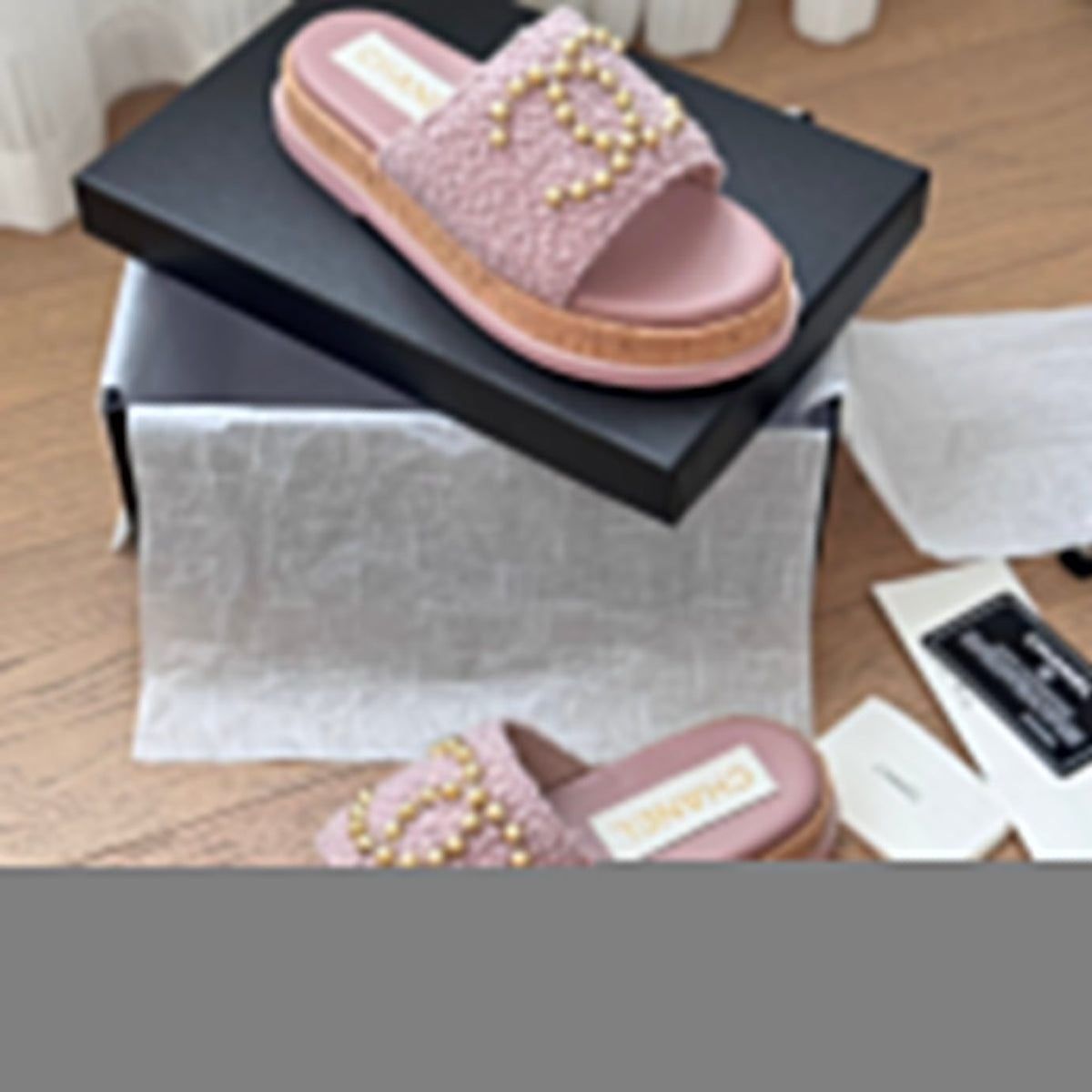 CHANEL Slippers Platform Lambskin Turkish Rose