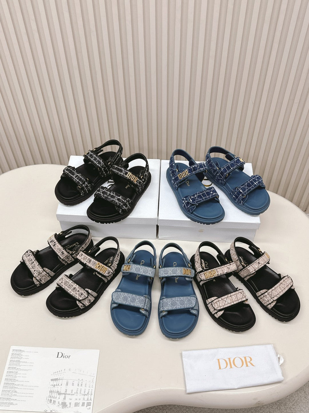 DIOR BACK-STRAP SANDALS 25S IN BLACK TWEED AND CALFSKIN