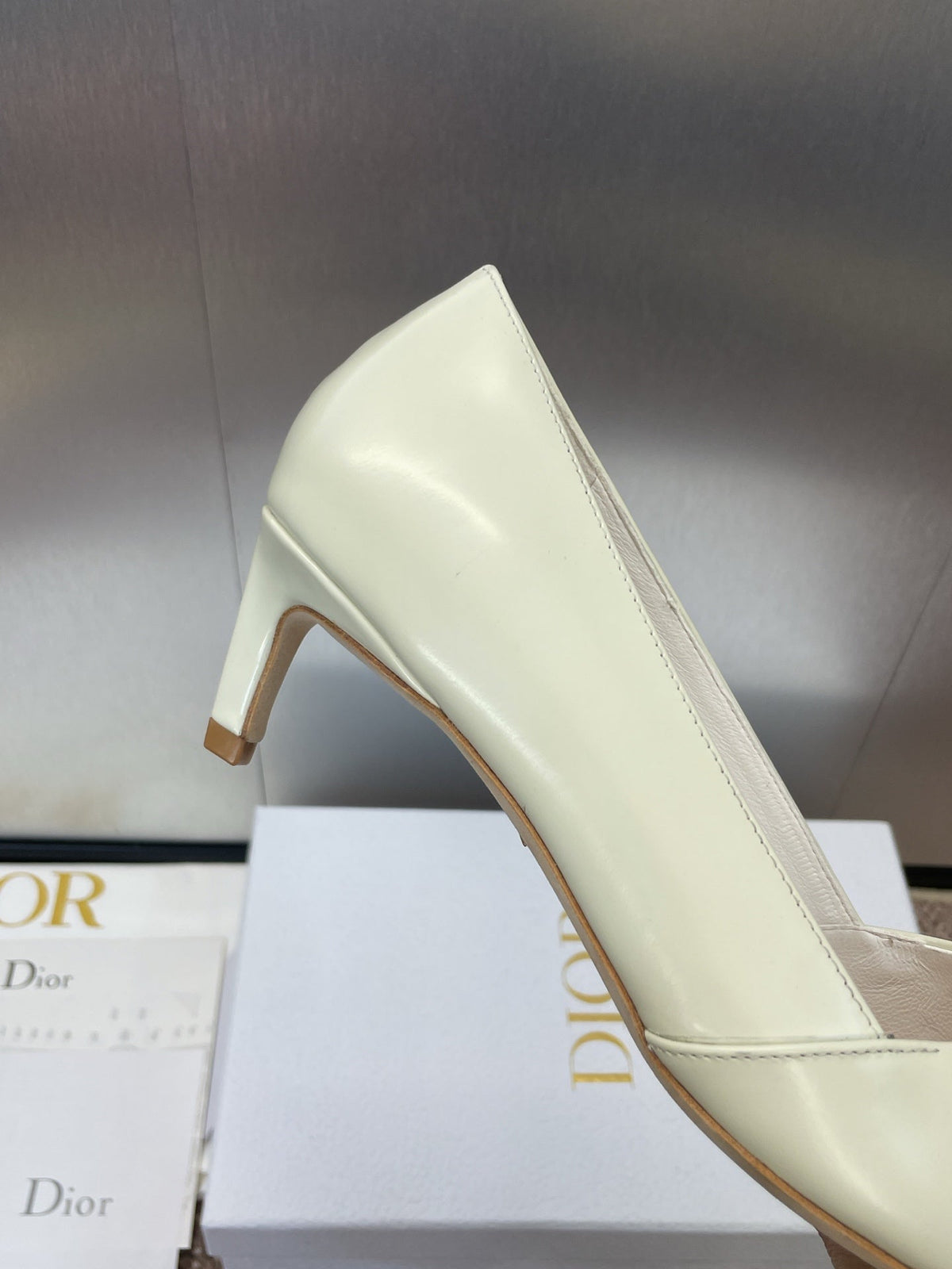 DIOR MY DD 25S HIGH HEEL 55MM IN WHITE CALFSKIN GOLD LOGO